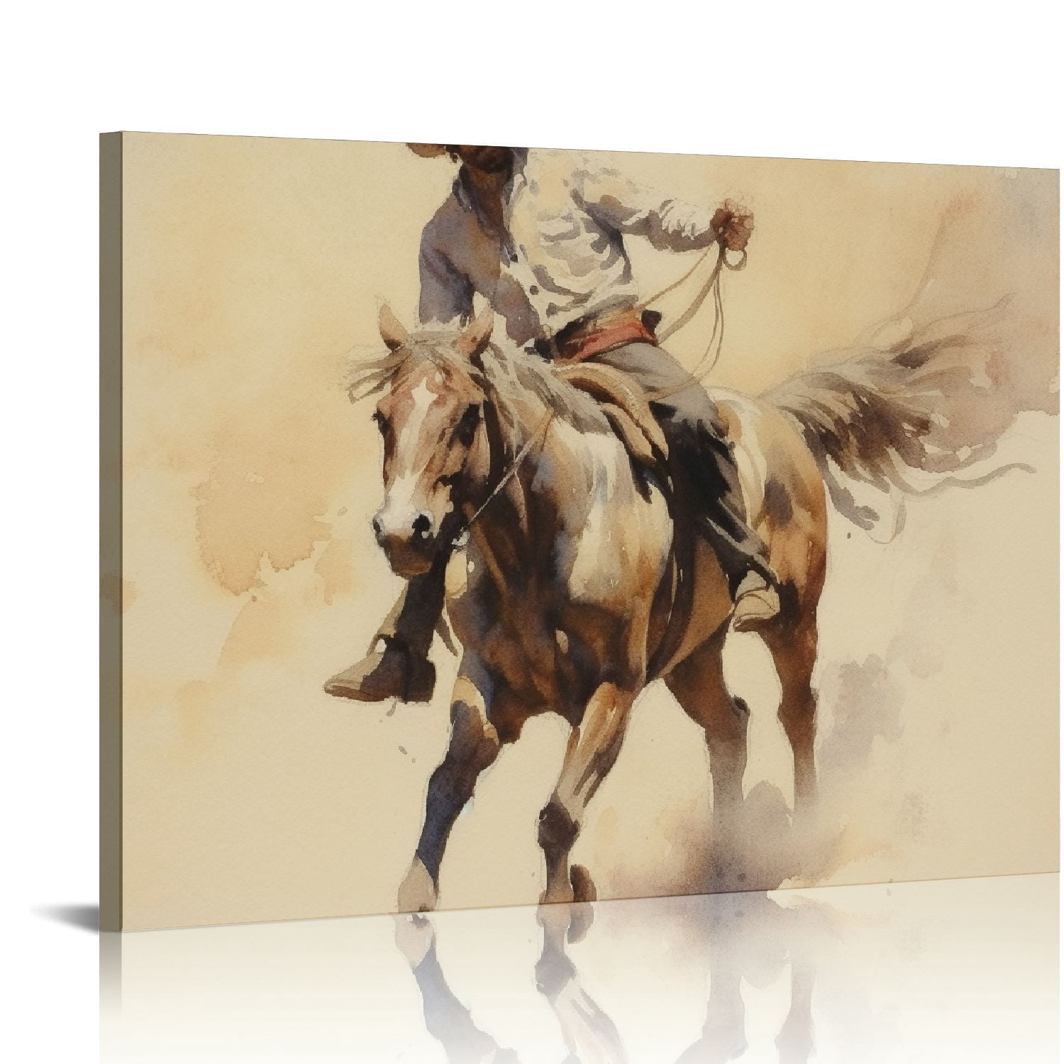 Nawypu Vintage Cowboy Poster - Retro Cowboy on a Bucking Horse Print ...