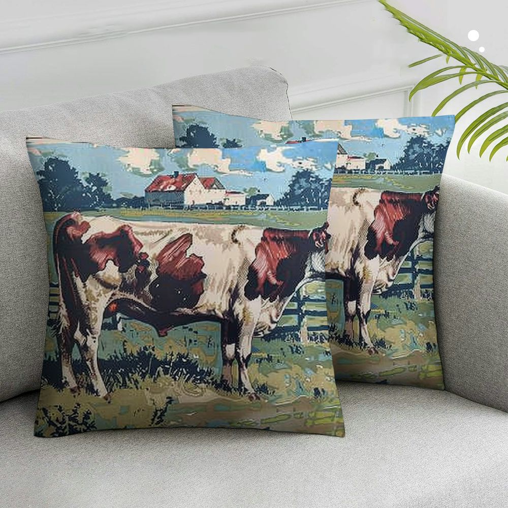 Nawypu Vintage Farm Animals Pillow Covers Buffalo Plaids Farm Fresh
