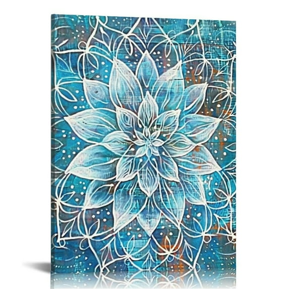 Nawypu Vintage Flower Pattern Canvas Wall Art for Bedroom Wall Decor Rustic Bohe Floral Pictures Orange Farmhouse Geometric Canvas Prints Artwork for Bathroom Living Room Office Decoration