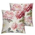 thumbnail image 1 of Nawypu Vintage Flower Throw Pillow Cover Summer Spring Peonie Pink and White Decorative Modern Square Cushion Case 2pcs’ for Home Sofa Couch Bed Living Room Car (Inserts are Not Included), 1 of 6