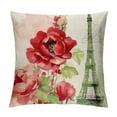 thumbnail image 1 of Nawypu  Vintage French Flower Throw Pillow Case Rustic Red Roses Paris Eiffel Tower Words Lettering Decorative Cushion Cover  Square Pillow Case Cushion Cover for Sofa (Floral D), 1 of 5