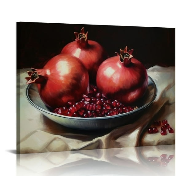 Nawypu Vintage Fruit Painting Moody Fruit Art Pomegranate Poster Farmhouse Still Life Wall Art Rustic Still Life Picture Still Life Fruit Painting Kitchen Fruit Pictures Dark Academia Wall Art