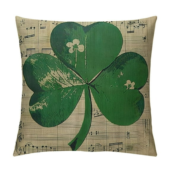 Nawypu  Vintage Happy ST. Patrick's Day Big Green Clover Cushion Cover Pillow Case Spring Décor(PL110)