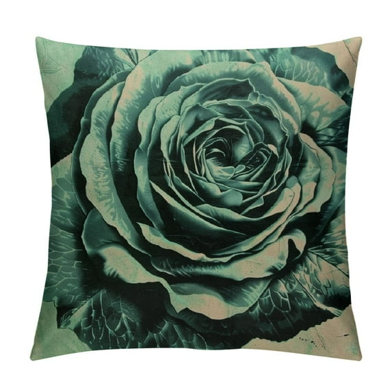Nawypu Vintage Inkblots Rose Throw Pillow Covers Green Art Floral Square Pillowcases Cushion Cover 18x18 Inch for Room Sofa Chair Bed Home Decor