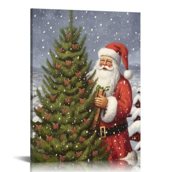Nawypu Vintage Merry Christmas Santa Claus Poster Canvas Picture HD Print Artwork Home Living Room Bedroom Room Wall Art Background Decor ,