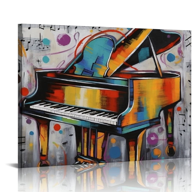 Nawypu Vintage Music Canvas Wall Art Abstract Piano Music Notes