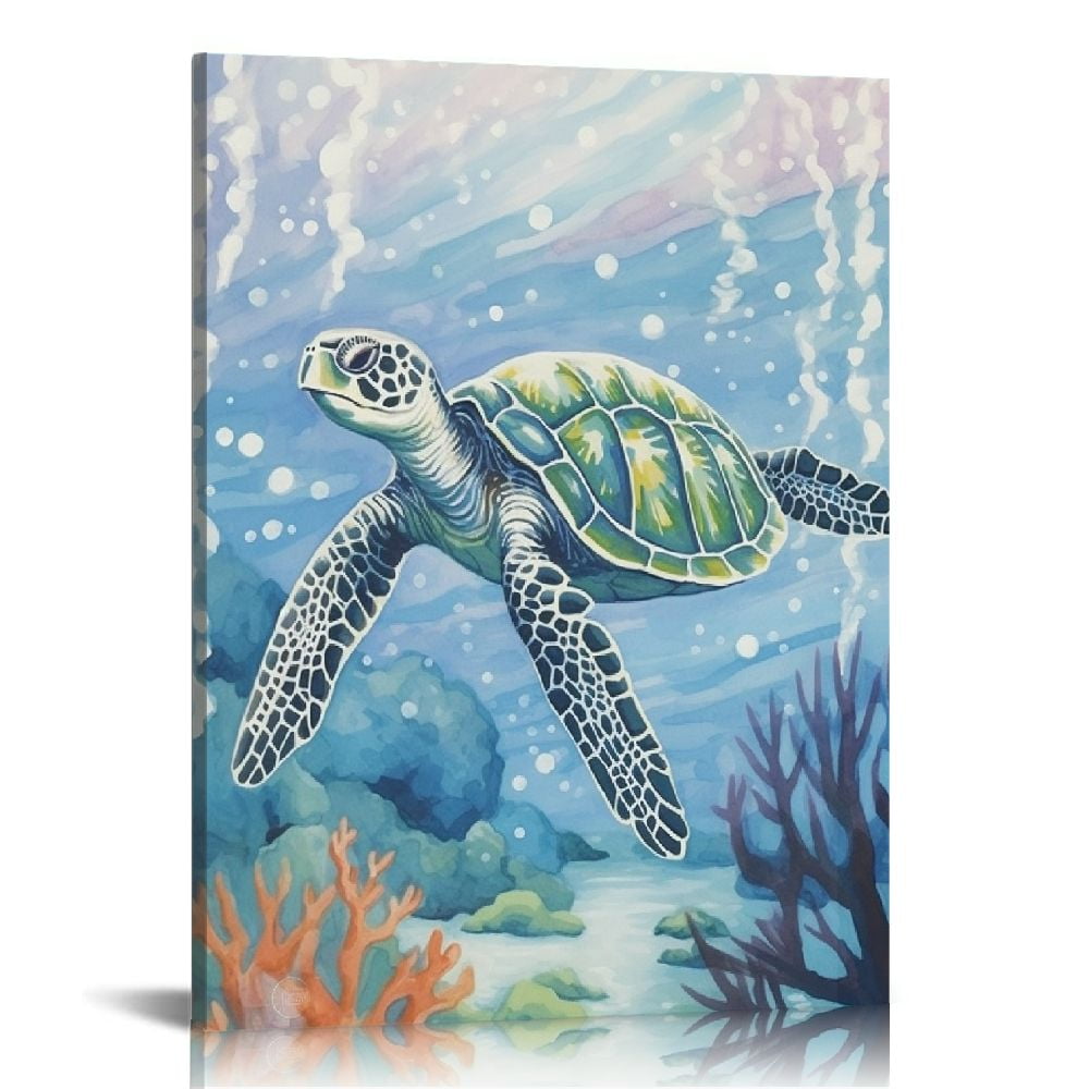 Nawypu Vintage Ocean Beach Summer Sea Turtle Canvas Wall Art Prints ...