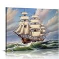 thumbnail image 1 of Nawypu Vintage Ocean Sailing Ship Poster Canvas Print Wall Art Holiday Gift Bathroom Living Room Bedroom Home Decor, 1 of 4