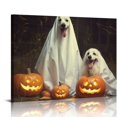 thumbnail image 1 of Nawypu  Vintage Photography Halloween Pumpkin and Ghost Dogs Canvas Wall Art, 24 x 30, Design by Artist Daphne Polselli, 1 of 4