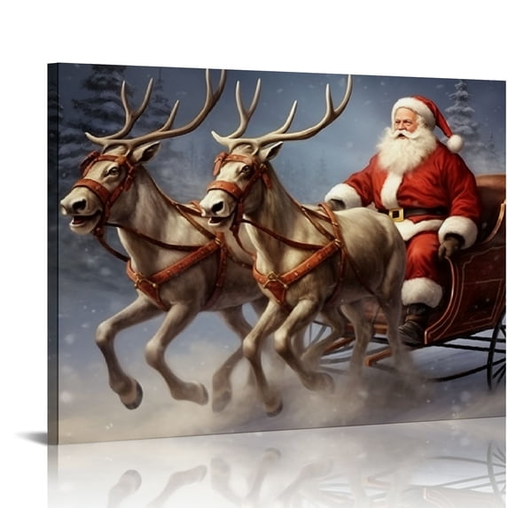 Nawypu Vintage Santa Wall Art Christmas Decor Canvas Print for Living Room Bathroom Aesthetic Holiday Home Decor