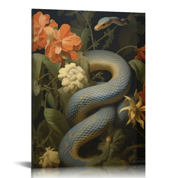 Nawypu Vintage Serpent Print, Professional Reproduction, Antique Snake and Fauna Print Nature Wall Art Nature Art Print, Canvas Wall Art, Decor Canvas