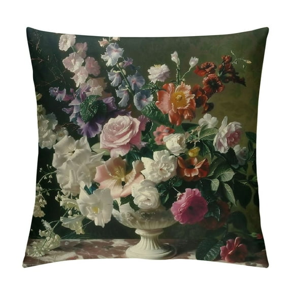 JEUXUS Vintage Shabby Oil Painting Flowers Floral Throw Pillow Covers Pillowcase for Bedroom Aesthetic Cushion Cover Living Room for Sofa Couch Bed Car Dormitory Home Decor
