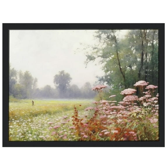 Nawypu Vintage Spring Lake Landscape with Wildflower Meadow Canvas Wall Art Print Room Decor impressionism Traditional Scenic for Living Room, Office, Bedroom