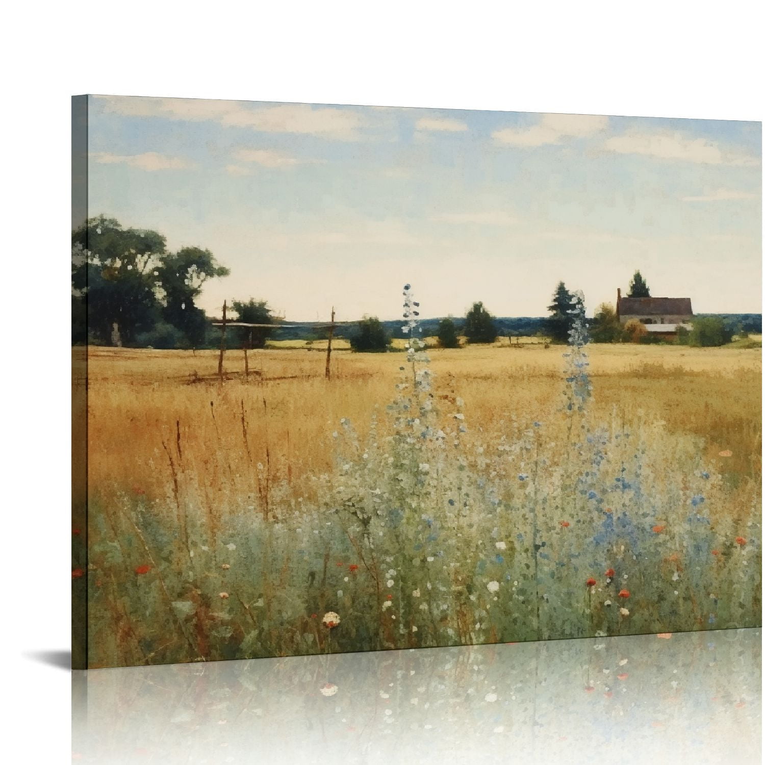 Nawypu Vintage Spring Pink Wildflower Field Landscape with Flower