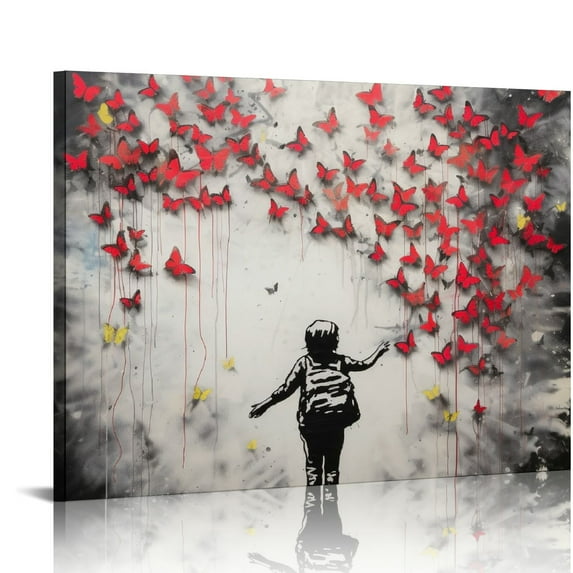 Nawypu Wall Art Abstract  Canvas Wall Art  Graffiti Poster Colorful Butterfly Painting Prints on Canvas Artwork Home Decor for Living Room Bedroom Office Easy to Hang-