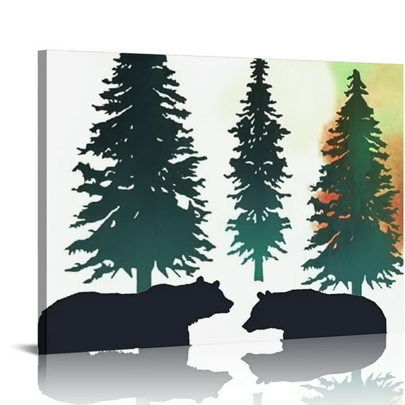 Awypu Wall Art - Bear Pine Wall Decor Hanging Forest Decor Antique Wall Decor Home Bedroom Office Outdoor Decorations