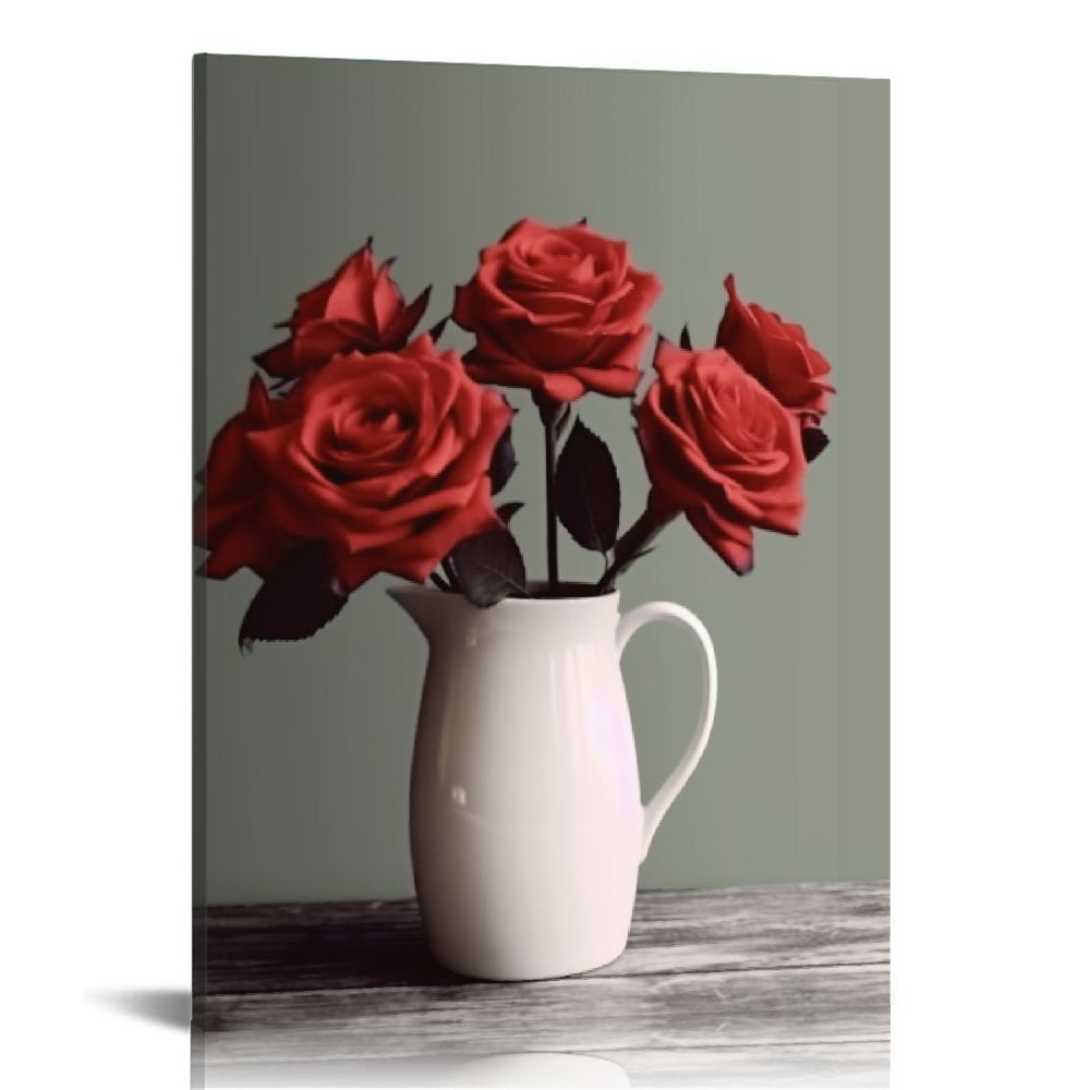 Nawypu Wall Art Canvas Red Rose Painting Flower Wall Art Pictures For ...