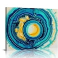 thumbnail image 1 of Nawypu  Wall Art for Living Room/Bedroom, Canvas Bathroom Decor Wall Art Kitchen Office Framed Wood Picture, Aqua Yellow Teal Agate, Rustic Marble Green Flowing Liquid, 1 of 4