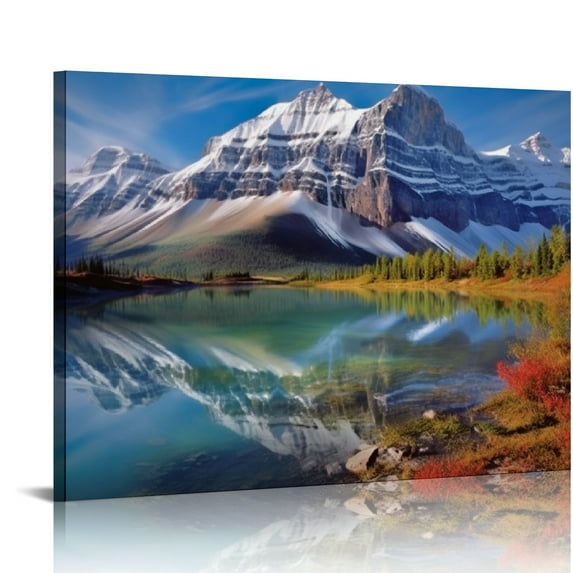 Nawypu Wall Art Mountain Lake Canvas Poster Pictures Decor Prints Printing For Living room/Home/Office With Framed 20x16 inch