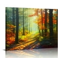 Nawypu Wall Art Natural Framed Autumn Forest Canvas Painting Red Trees