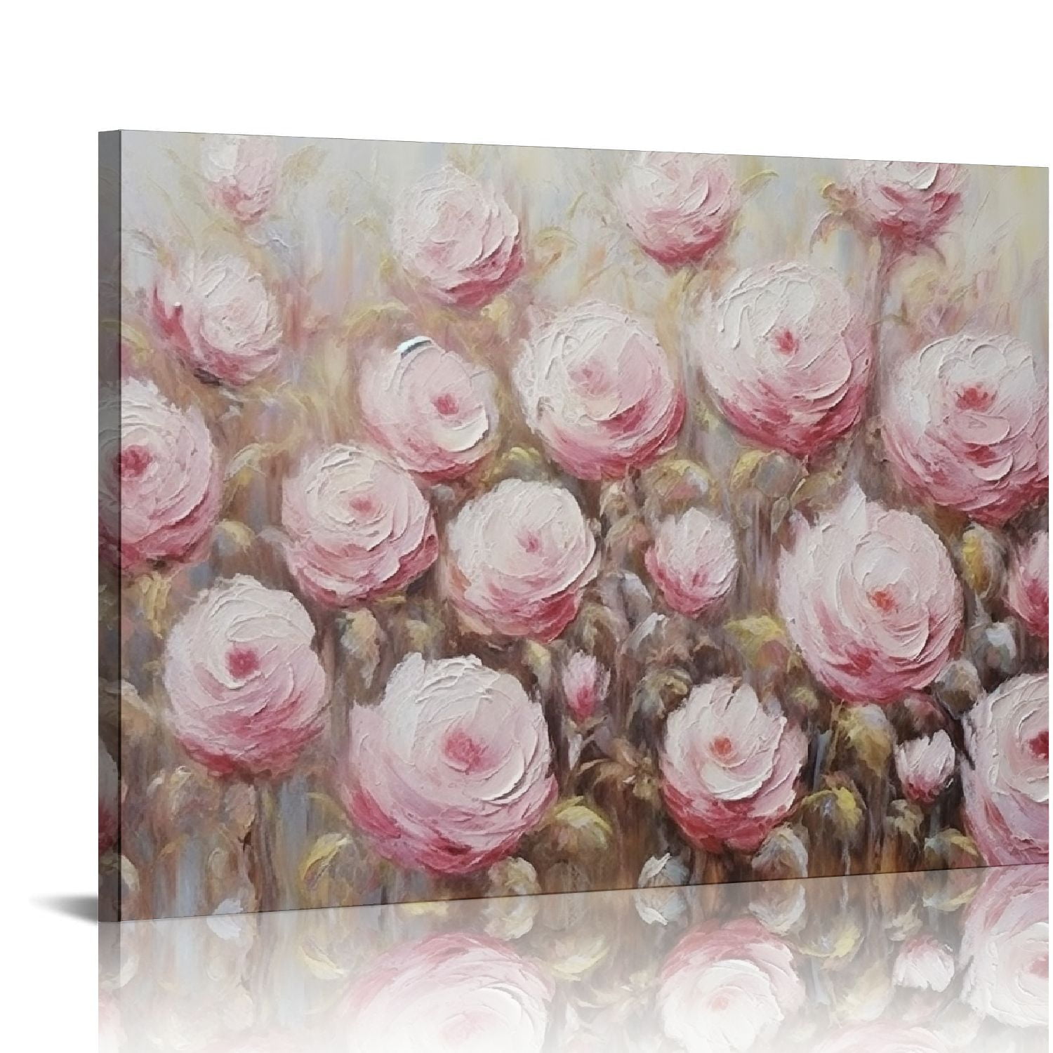 Nawypu Wall Art Pink Flowers Canvas Floral Abstract Rose Bloosom ...