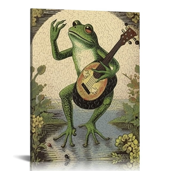 Nawypu Wall Decor Frog Art Posters - Vintage Banjo Canvas Paintings Bedroom Boho Green Poster Bathroom Abstract Aesthetic Living Modern Minimalist Decorations Picture for Home House Office Room