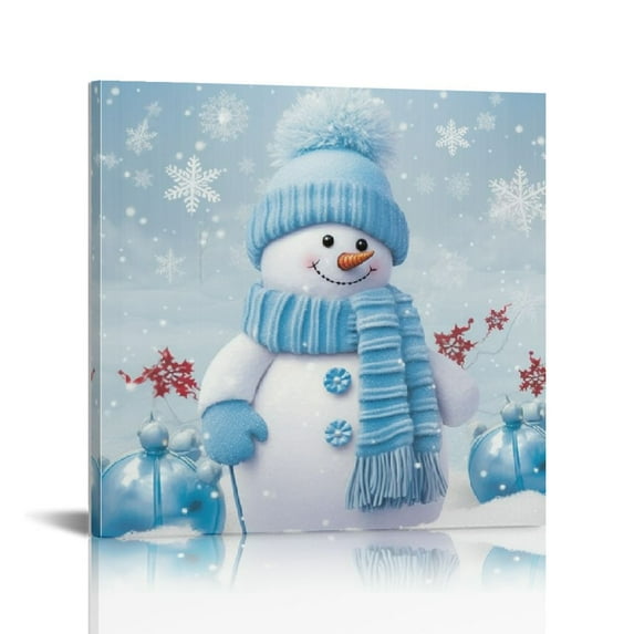 Nawypu Wall Decor, Pine Cones Winter Merry Christmas Snowman Canvas Wall Art, Wall Art for Bedroom Living Room Bathroom Kitchen Office, Print Picture Paintings, Framed Ready to Hang
