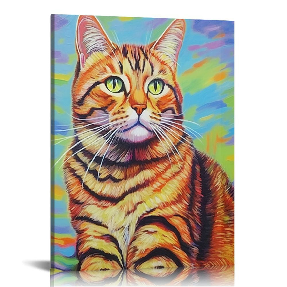 Nawypu Watercolor Cat Canvas Art - Pet Cat Wall Art - Watercolor Animal ...