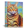 thumbnail image 1 of Nawypu Watercolor Cat Canvas Art - Pet Cat Wall Art - Watercolor Animal Purple Tabby Poster Print - Bathroom Kids Room Nursery Decor, 1 of 4