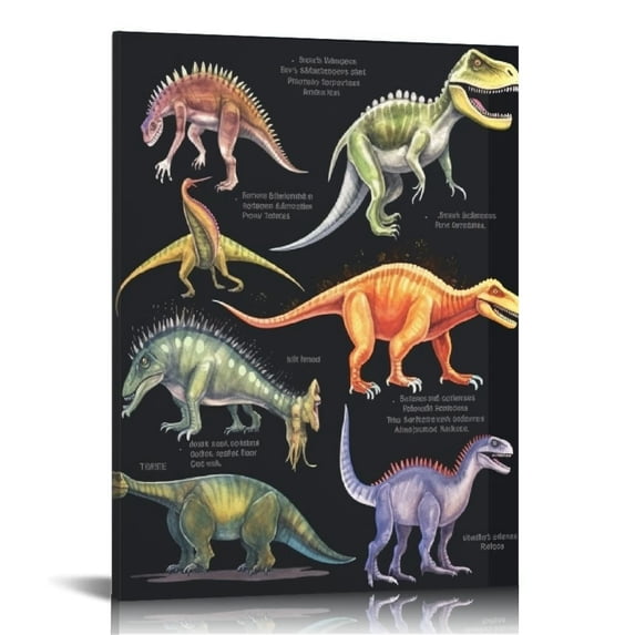 Nawypu Watercolor Dinosaur Canvas Wall Art ,Animal Dinosaur Letter Wall Art ,Kids Room Decor Wall,Dinosaur Alphabet Education Wall Art ,Suitable For Gift, Kids Room ,Playroom ,Nursery,16x20in