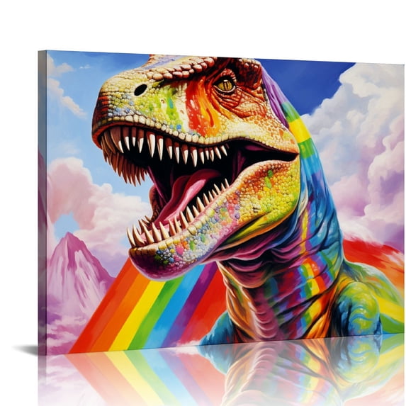 Nawypu Watercolor Dinosaur Canvas Wall Art Home Decoration Canvas Printing Posters Artwork Art Printed Picture Gifts Home Decor Living Room Bedroom
