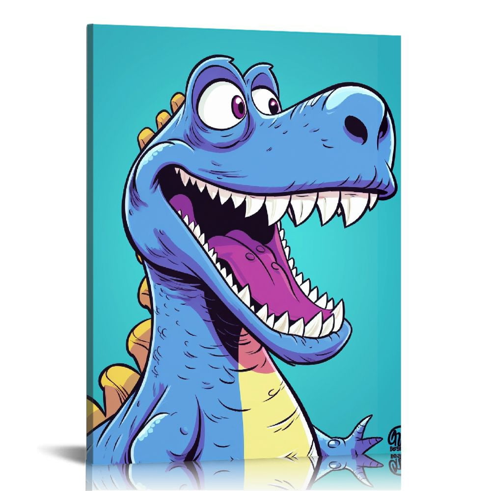 Nawypu  Watercolor Dinosaur Wall Art Print- Inspirational Quote Animal Canvas Print -Woodland Poster for Playroom or Nursery Boy Room Decor