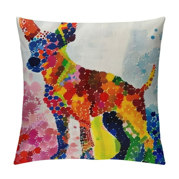 Nawypu  Watercolor Dog Bull Terrier Throw Pillow Cover Bull Terrier Colorful Dog Silhouette Cushion Case Dog Mom Gift Pillows Nursery Decor Modern Linen Throw Pillow for Sofa Chair Car