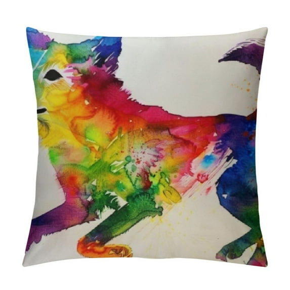 Nawypu  Watercolor Dog Husky Cushion Covers Husky Colorful Dog Silhouette Pillow Cover Case Gift for Dog Mom Pillows Nursery Decor Modern Linen Throw Pillow for Sofa Chair Car
