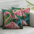 thumbnail image 1 of Nawypu Watercolor Flamingo Tropical Green Pink Pillow Cover Farmhouse Decorative Throw Pillow Cover Square Cushion Case for Home Sofa Couch Decoration 2pcs, 1 of 6