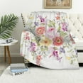 thumbnail image 1 of Nawypu  Watercolor Flower Throw Blanket Colorful Botanical Floral Printed Blanket Super Soft Flannel Throw Blanket Lightweight Fluffy Plush Fuzzy Bed Blanket for Bedding Sofa and Travel, 1 of 6