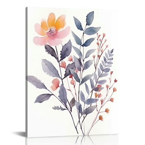 Nawypu  Watercolor Minimalist Wildflowers Art Print, Modern Botanical Plant Leaves Canvas Wall art Colorful Floral Flower Print for Garden Farmhouse Bedroom Decor