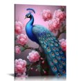 thumbnail image 1 of Nawypu Watercolor Peacock Wall Art Canvas Poster - Modern Painted Animal Painting, Home Wall Bedroom Office Decorative Mural Gift Framed Hangable, 1 of 4