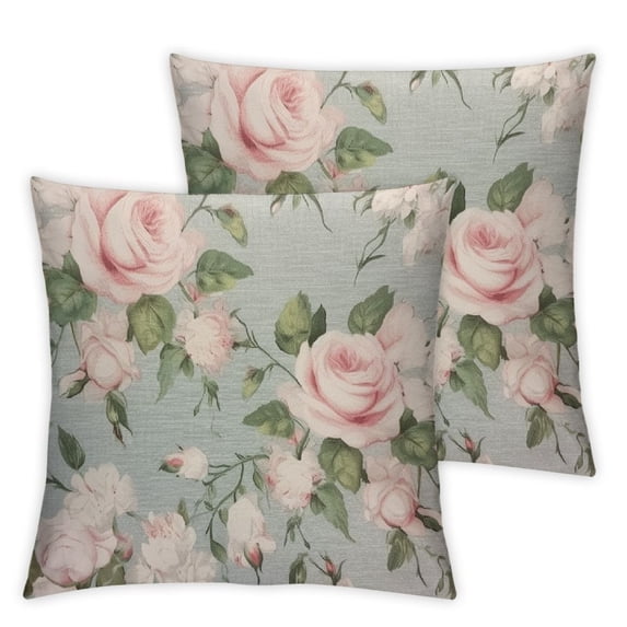 Nawypu Watercolor Rose Throw Pillow Cover Vintage Flower Bud Garden Plants Elegance Botanical Cozy Square Cushion Case for Men Women Boys Girls Room Home Decor 2pcs 22x22in