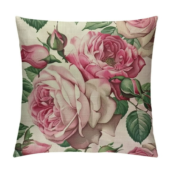 Nawypu  Watercolor Roses Throw Pillow Cover Elegant Floral Bud Petal Romantic Plant Curl Bloom Botanical Pillow Case Decorative Square Cushion for Home Couch Bed