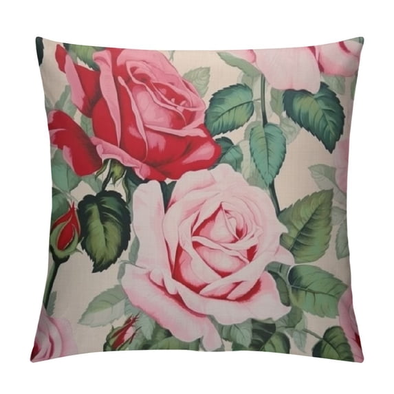 Nawypu Watercolor Roses Throw Pillow Cover Elegant Floral Bud Petal Romantic Plant Curl Bloom Botanical Pillow Case Decorative Square Cushion for Home Couch Bed