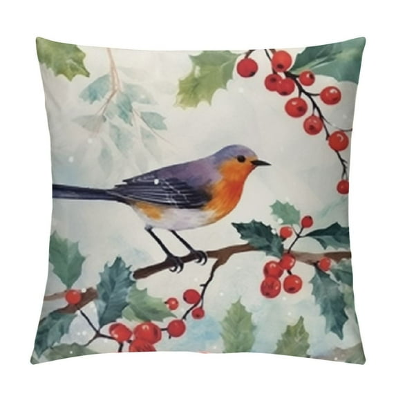 TIAOTIAOHOU Watercolor Snowy Animals Decorative Throw Pillow Covers for Holiday, Home Sofa Bed Couch Farmhouse Holiday Decor