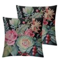 thumbnail image 1 of Nawypu  Watercolor Vintage Rose Decorative Throw Pillow Cover Case, Peony Succulents 2pcs Outdoor Pillow Cases Square Standard Cushion Covers for Sofa Couch Bed Car 2pcs 22x22in, 1 of 6
