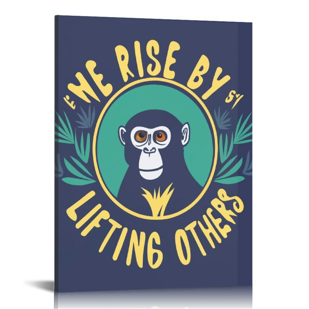 Nawypu We Rise by Lifting Others Wall Art Canvas,Cute Jungle Animals