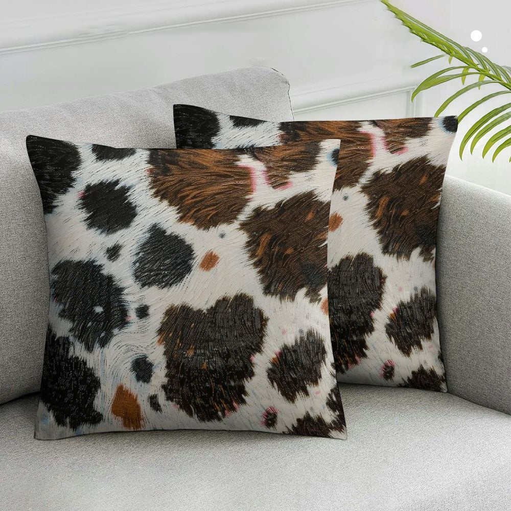 Nawypu Western Cow Print Pillow Covers Brown Black White Throw Pillow