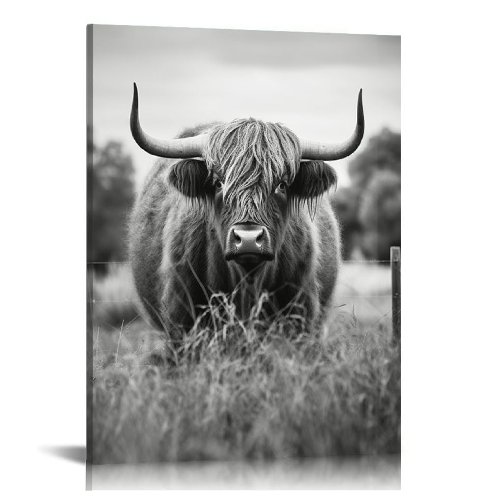 Nawypu Western Cowboy Wall Art, Highland Cow Print, Boots Straw Hat and