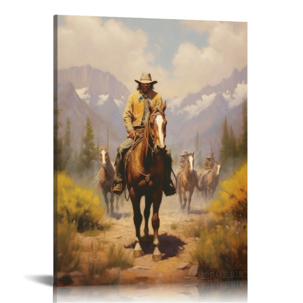 Nawypu Western Cowboy in The Forest with Horses Home Decor Poster ...