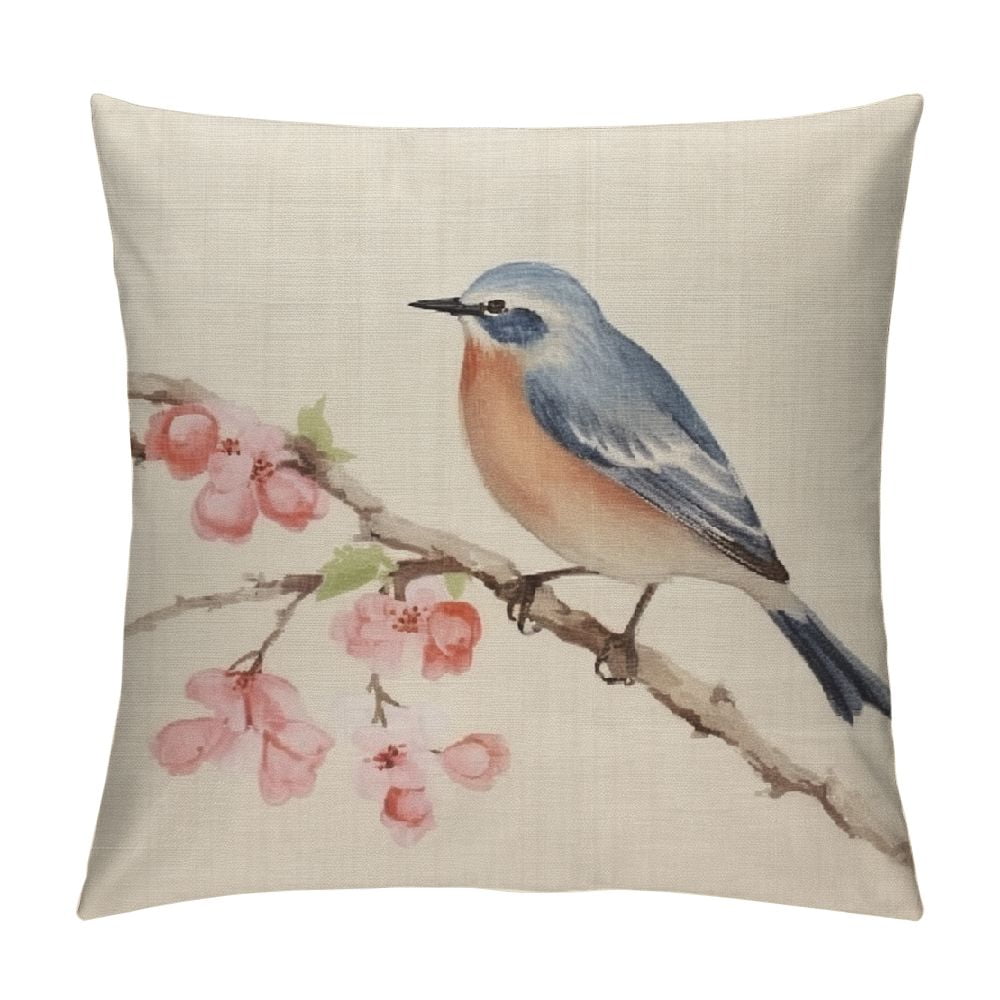 Nawypu WhiteEared Blue Bird Throw Pillow Covers Farmhouse Double Sided