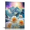 thumbnail image 1 of Nawypu White Floral Canvas Picture Canvas Landscape Wall Art Mountain Painting Winter Rustic Prints Bedroom Bathroom Walls Home Decor, 1 of 5