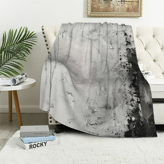 Nawypu White Gray Abstract Art Style Blanket Soft Flannel Colorful Decorative Throw Blanket Holiday Square Birthday Blanket for Easter Gifts Home Couch Sofa Bed Room Blanket